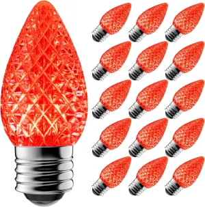 C7 Led Replacement Christmas Light Bulbs, 25-Pack C7 Shatterproof Led Bulbs with E12 Candelabra Base for Christmas String Lights, Waterproof & Dimmable Christmas Village Bulbs - Red