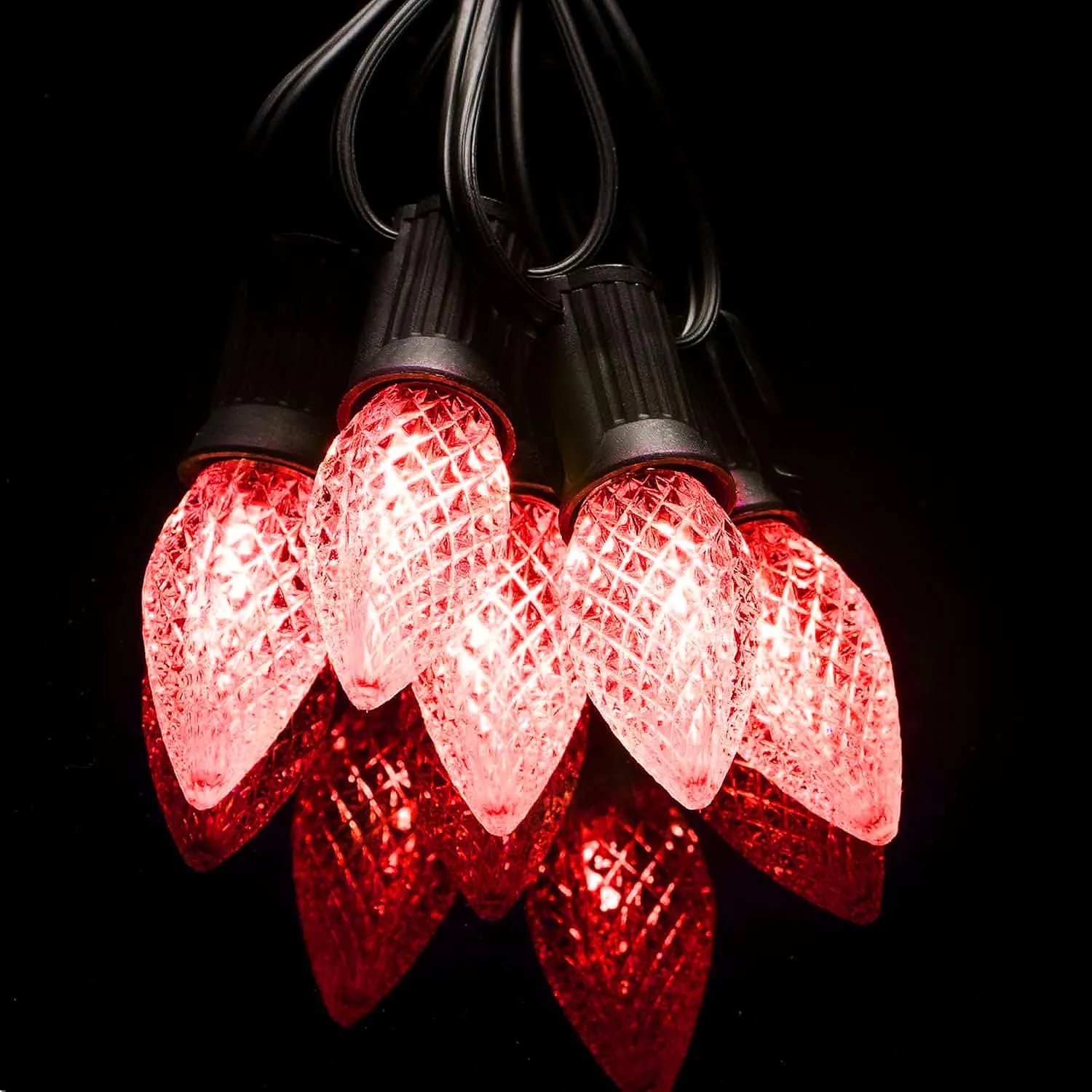 C7 Led Replacement Christmas Light Bulbs, 25-Pack C7 Shatterproof Led Bulbs with E12 Candelabra Base for Christmas String Lights, Waterproof & Dimmable Christmas Village Bulbs - Red