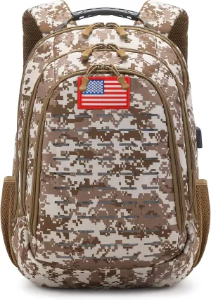Camo Backpack,Small Tactical Backpack for outdoor,Military Teen Boys Backpacks for School with USB Charging Port,40L