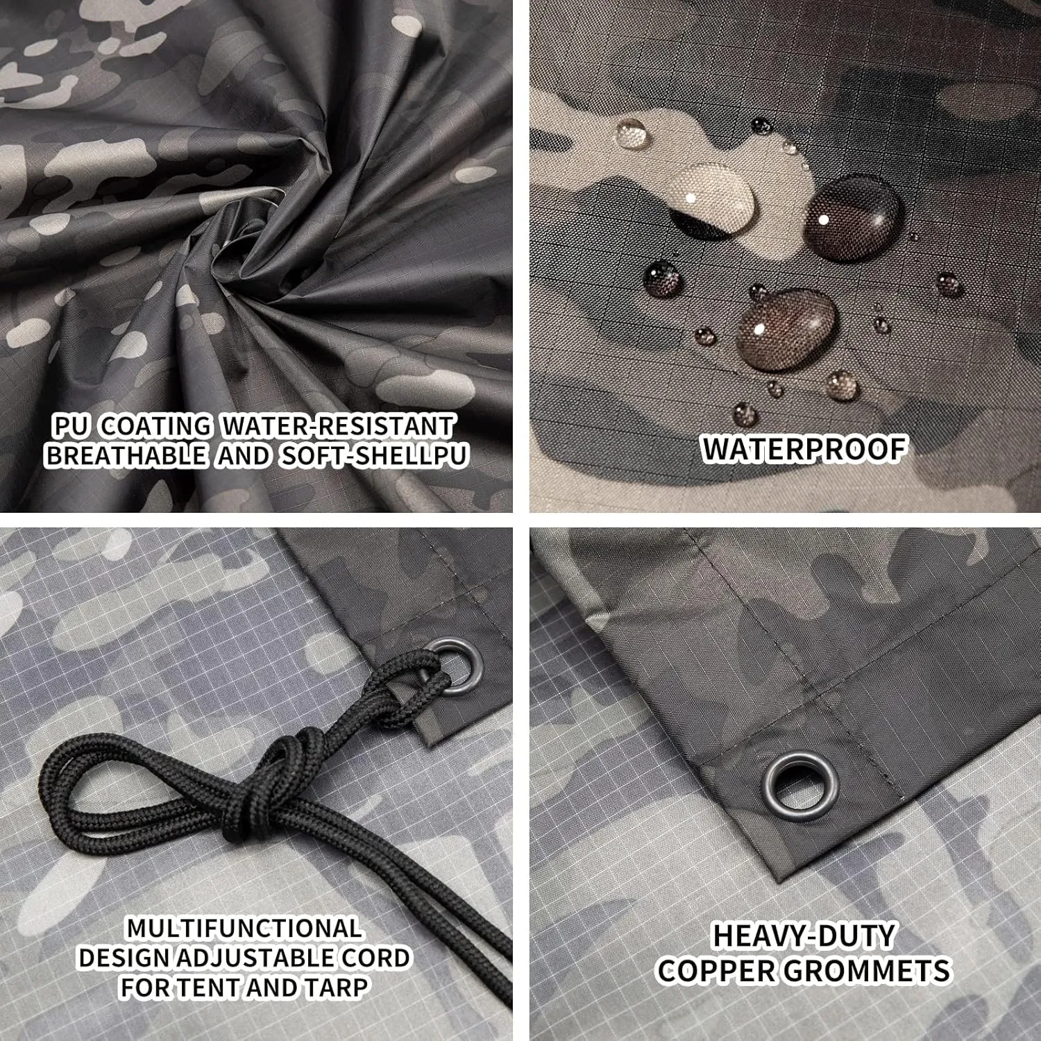 Camo Rain Poncho, Multi Use Waterproof Rain Coat