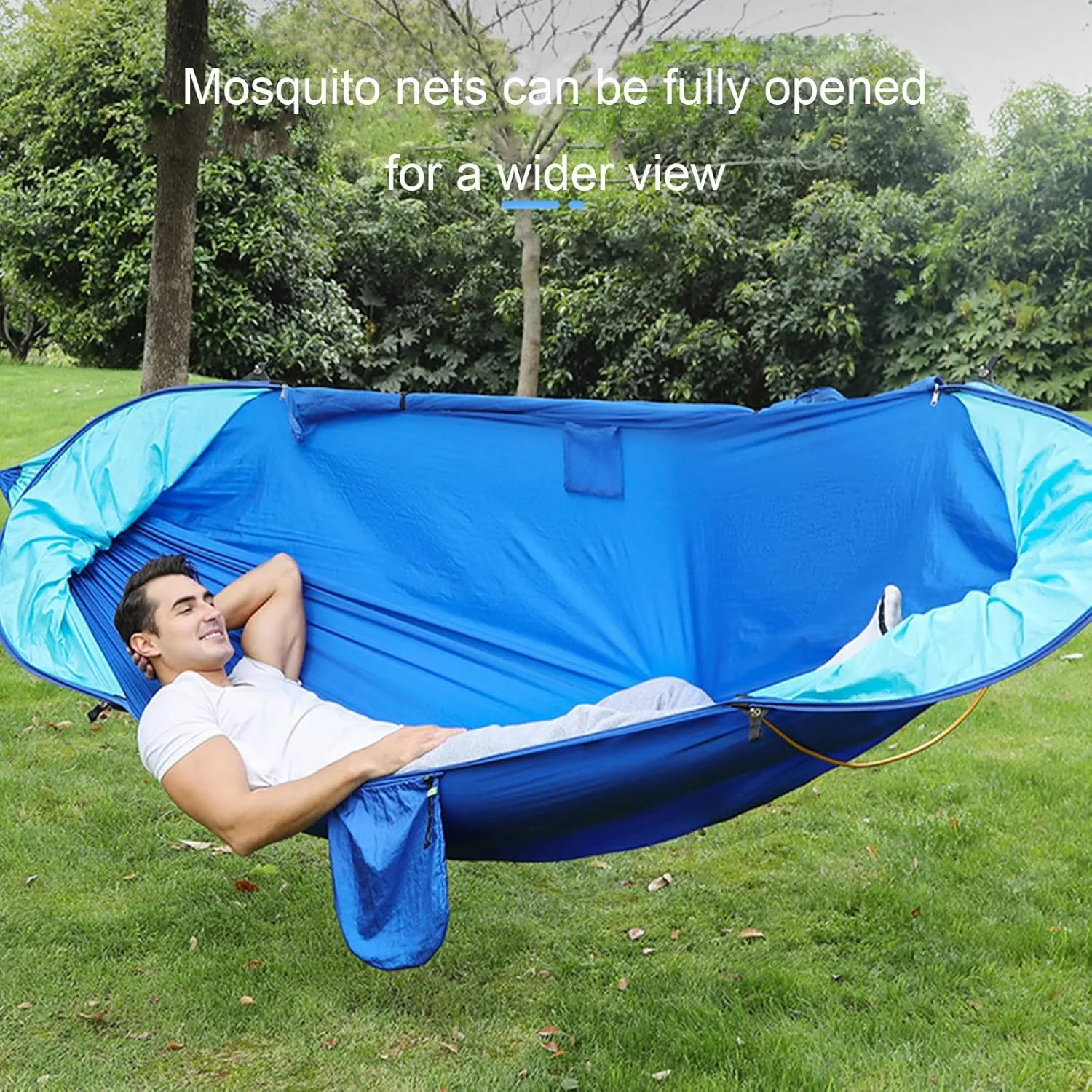Camping Hammock, Large Camping Hammock with Mosquito Net, 2 Person Hammock Tent Anti-Rollover Outdoor Hammock, for Outdoor Hiking Travel (Green)