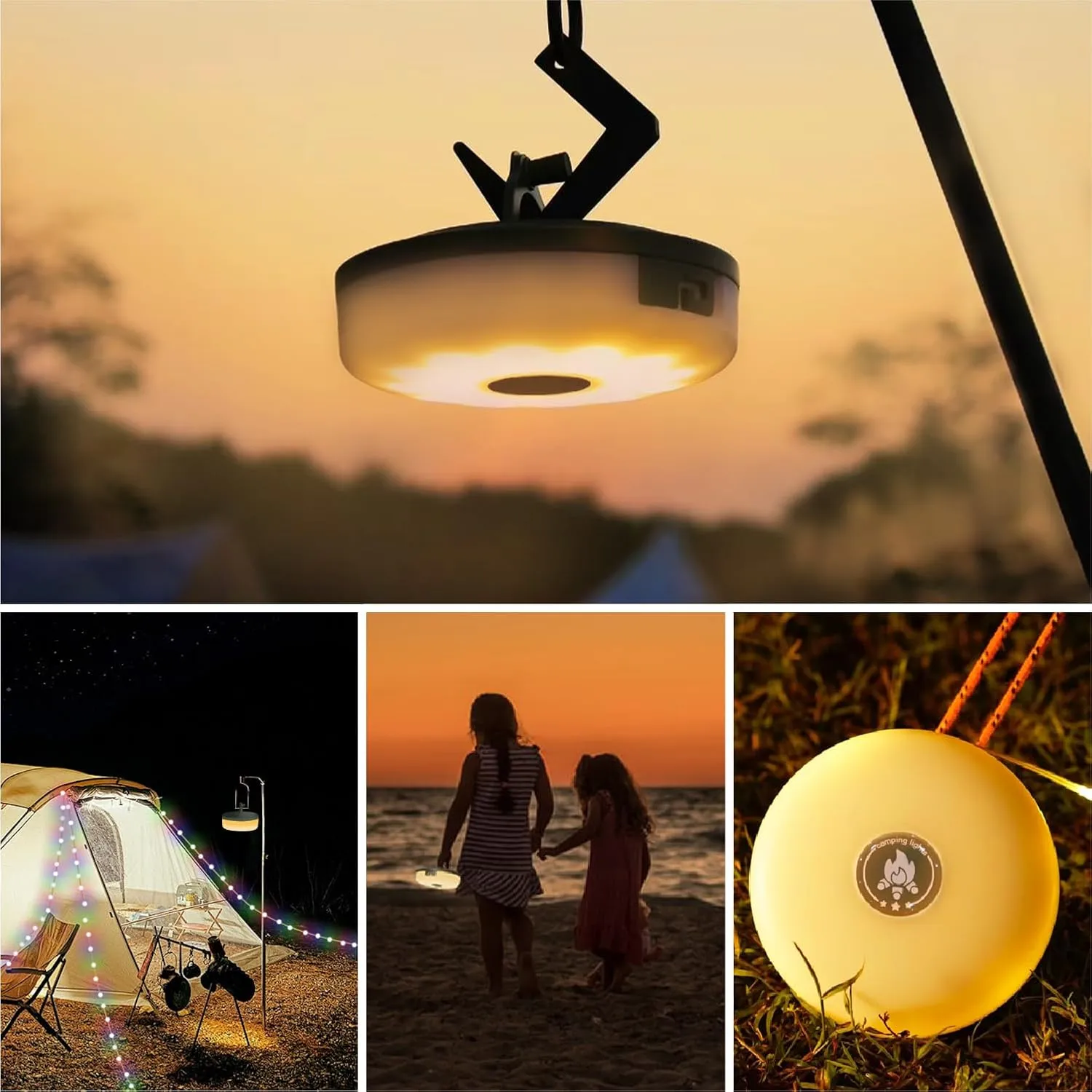 Camping Lights String,4 in 1 Upgraded Outdoor String Lights with 8 Lighting Modes,30s Recovery,USB Charging - Portable RGB Camping String Lights for Camping, Hiking - 29.52ft