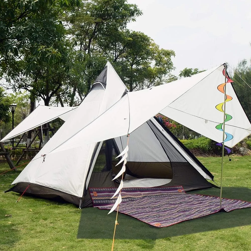 Camping Pyramid Tent Adult Indian Teepee Tent Yurt Tent Double Layers Tents for Outdoor Camping Hiking Hunting 3-4 Person