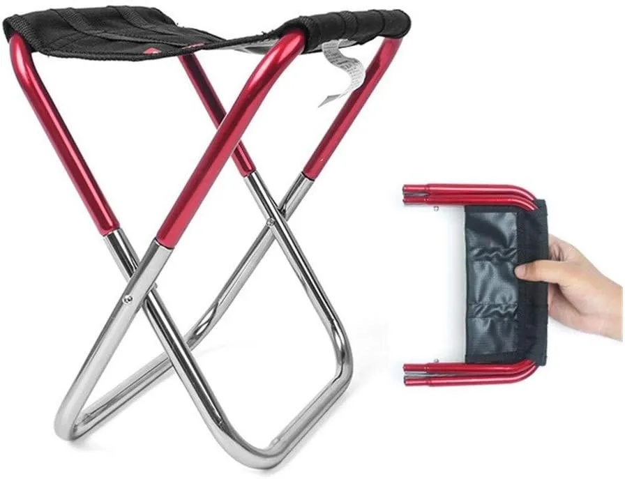 Camping Stool, Small Folding Chair, The Folding Chair Outdoor Portable Stool Lightweight Camping Fishing Compact Seat (Color : Red)