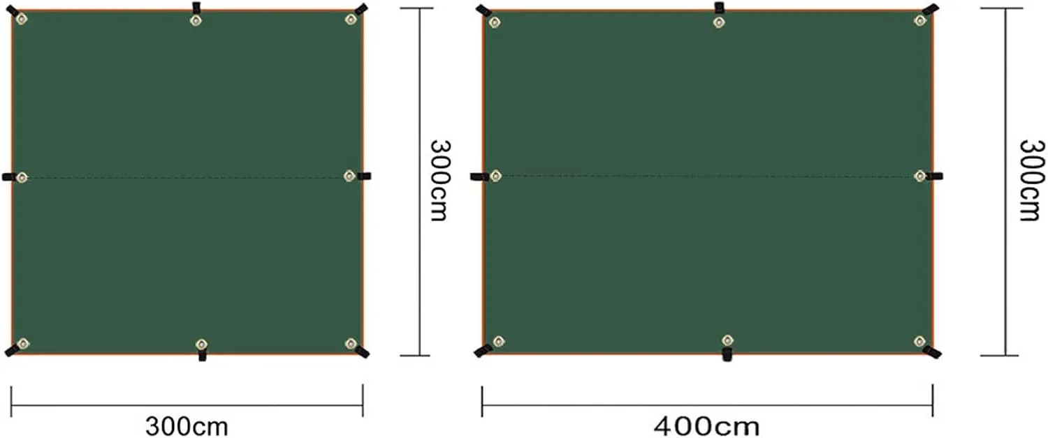 Camping Tarp,4x3m 3x3m Awning Waterproof Tarp Tent Shade Ultralight Garden Canopy Sunshade Outdoor Camping Hammock Tourist Beach Sun Shelter (Color : Green, Size : 3 * 3m)