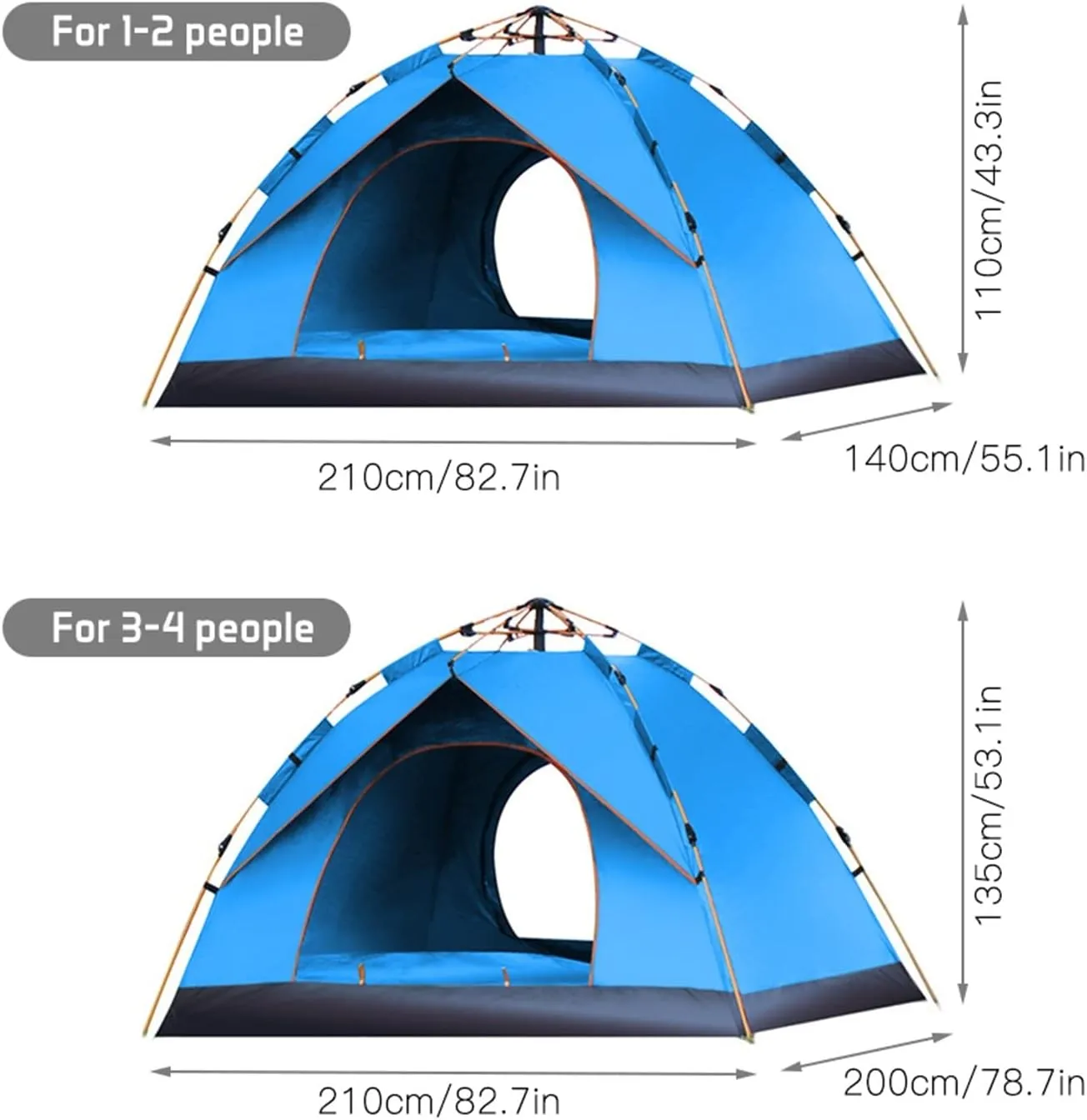 Camping Tent 3-4 People pop up Tents Open Tent Throw Outdoor Camping Hiking Automatic Season Tents Speed Open Family Beach Large Space Tent