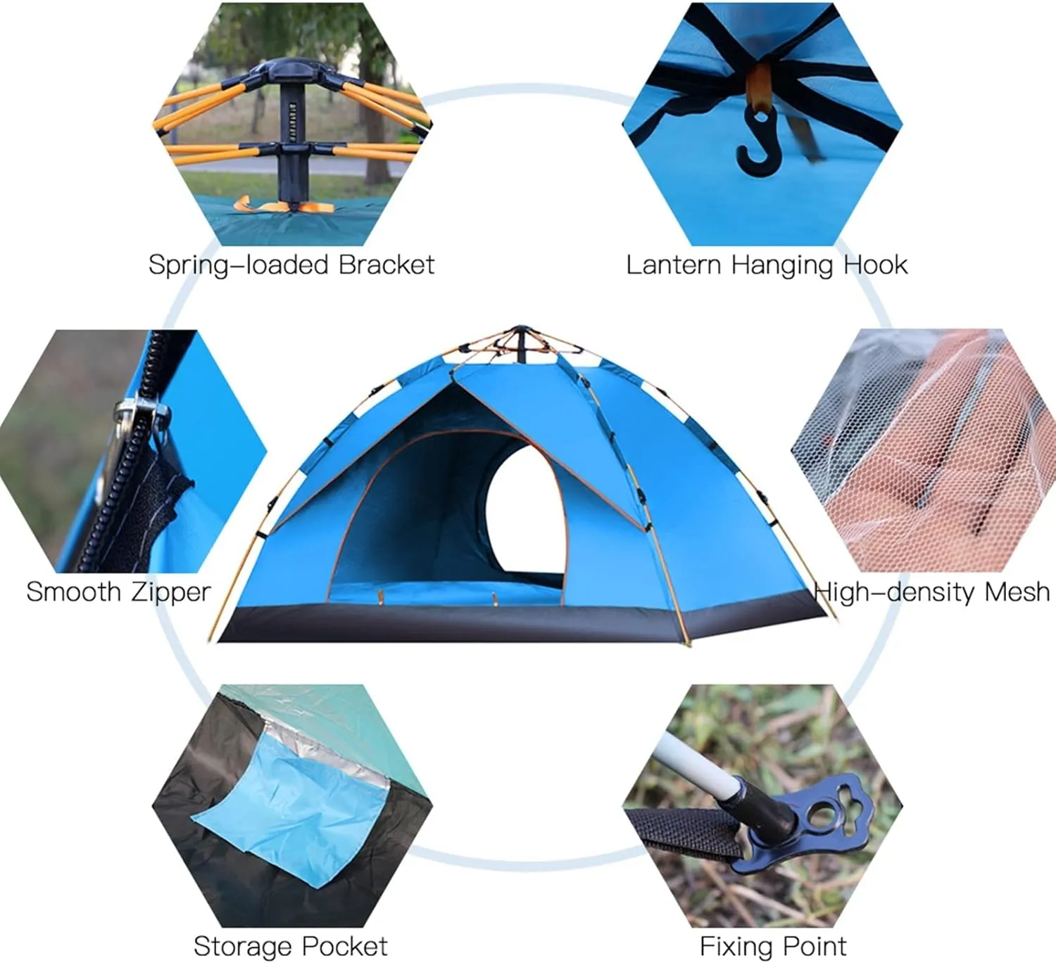 Camping Tent 3-4 People pop up Tents Open Tent Throw Outdoor Camping Hiking Automatic Season Tents Speed Open Family Beach Large Space Tent