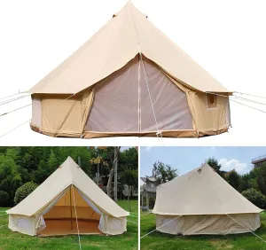 Camping Tent 3M & 4M Outdoor Waterproof Tent, Large Cotton Canvas Tent Yurt, 4 Seasons Frame Tent