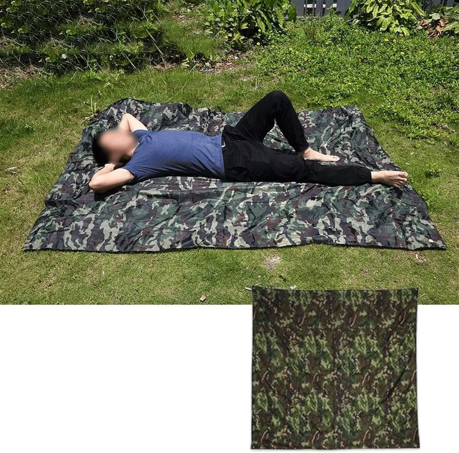 Camping Tent Portable Camouflage Tent Tarp Ultralight Camping Hunting Shelter Waterproof Tarp Tourist Awning Outdoor Camping Survival Tent (Green 3 * 2.
