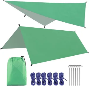 Camping Tent Tarp Waterproof Awning Multifunction Camouflage Net Moisture-Proof Tarp Ultralight Outdoor Canopy Umbrella Complete Accessories (Color :, ONE SIEZ