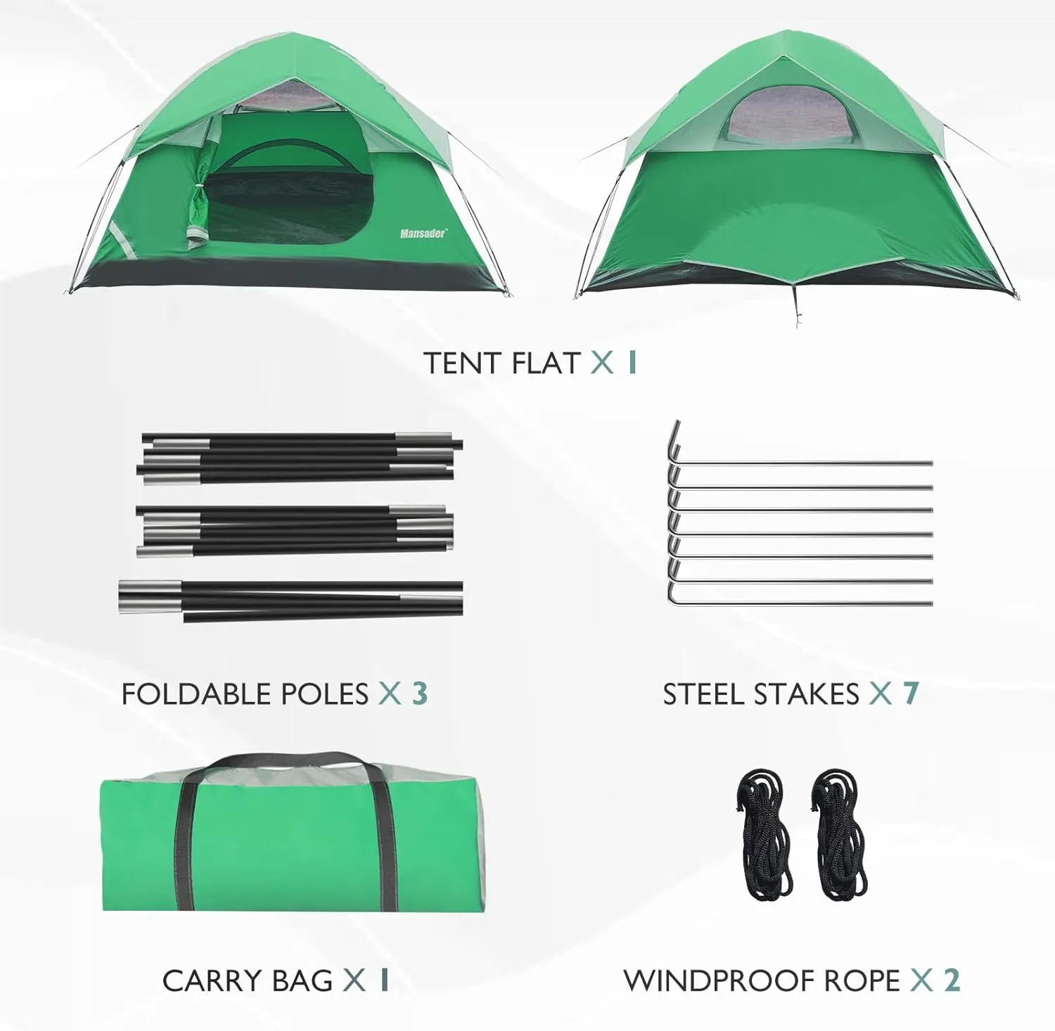 Camping Tent, Waterproof 2/3/4 Person Tents for Camping, Lightweight Easy Set Up Outdoor Hiking Tent Backpacking Tent with Carry Bag, Backpack Tent Suit for Family Beach Hiking Travel