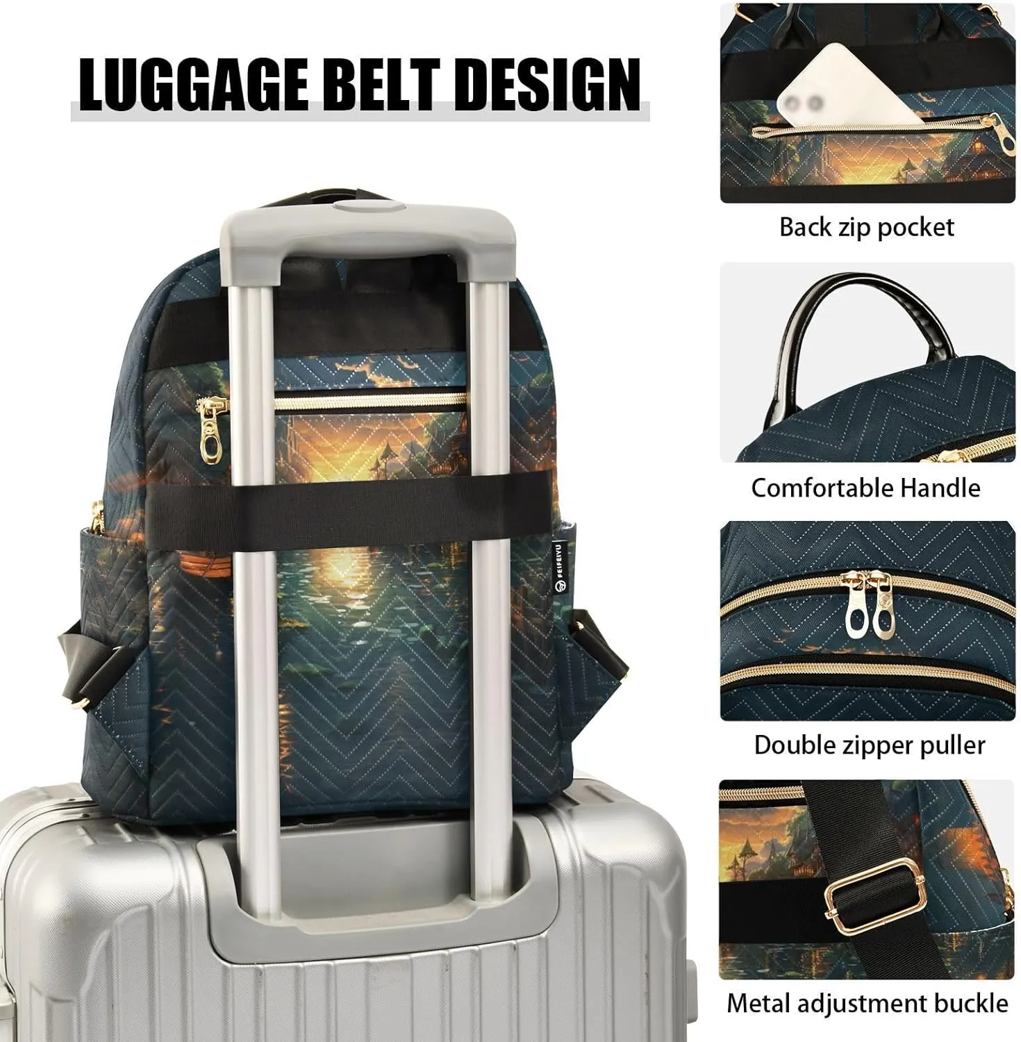 Candlelight Night View Fashion Travel Backpack for Women Multi Pockets Lightweight Purse for Women-M