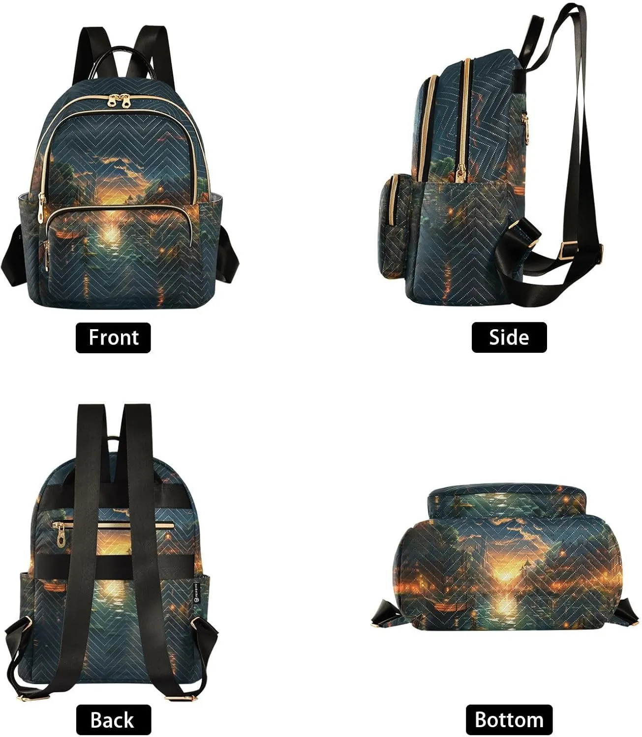 Candlelight Night View Fashion Travel Backpack for Women Multi Pockets Lightweight Purse for Women-M