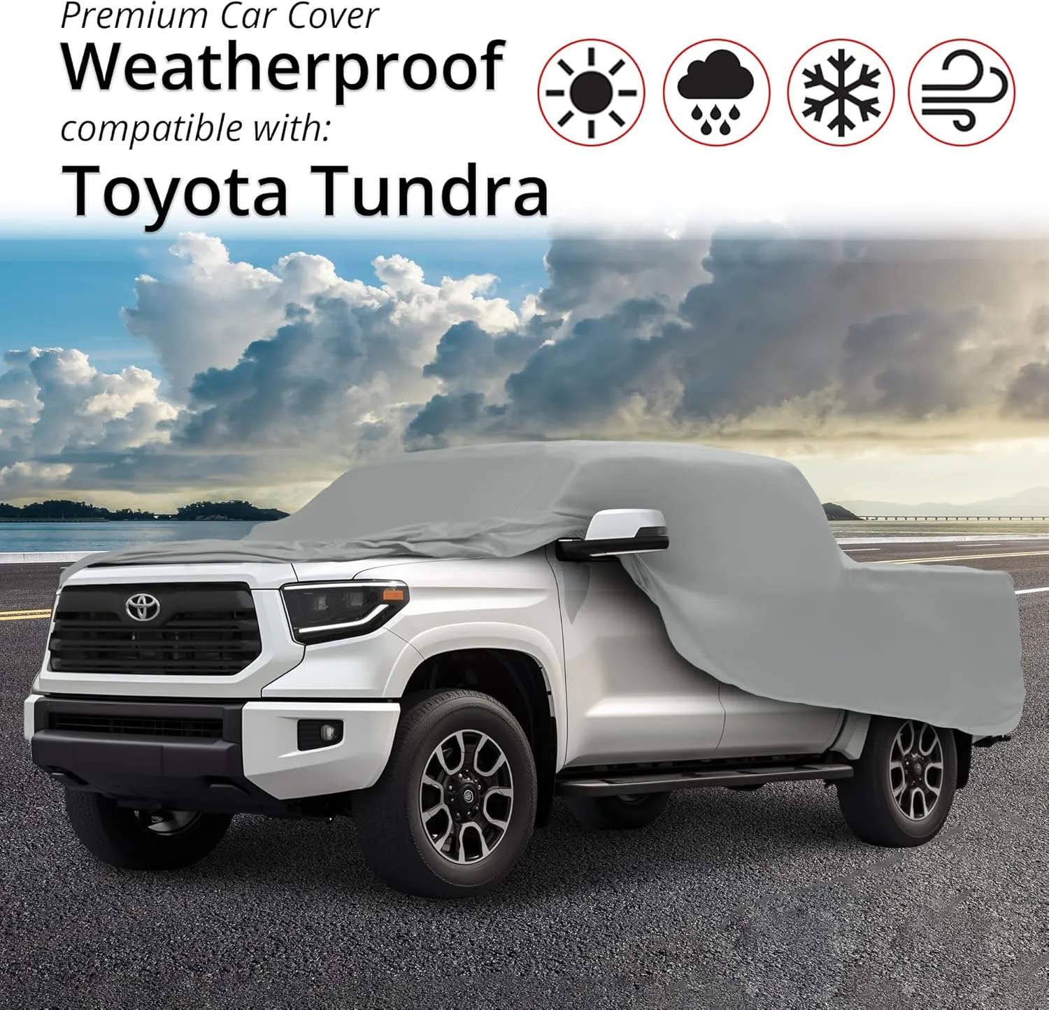 Car Covers Weatherproof Max Truck Cover & Warranty Compatible with Toyota 2000-2006 Tundra Access Cab ~6.5'– Outdoor Cover, Prevents Theft with Cable Lock