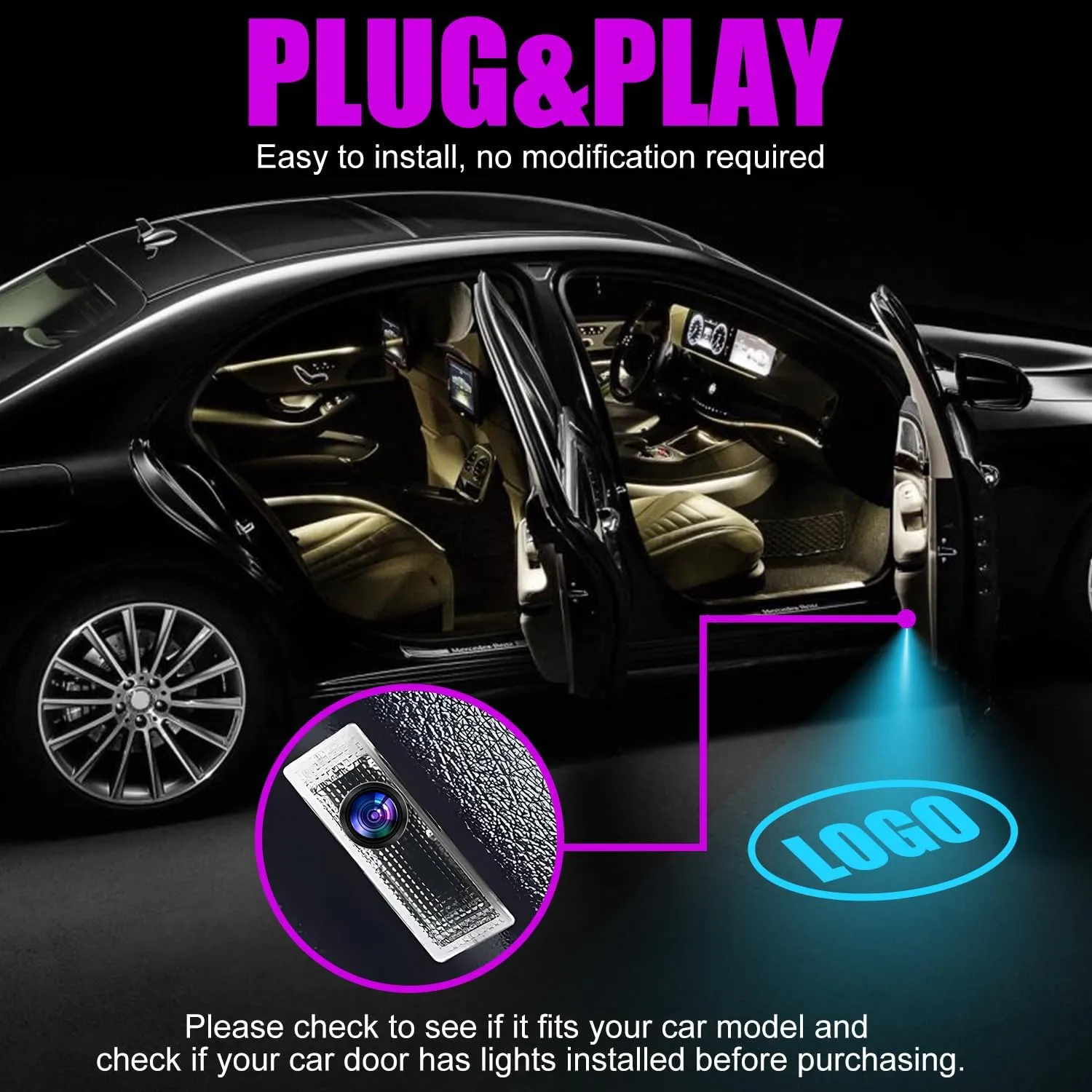 Car Door Logo Projector for CT6 XTS ATS XT4 XT5 XT6 ATS SRX Easy to Install Car Door Lights Super Performance LED Welcome Puddle Light Auto Accesories (for CAA-DII-lla, 4)
