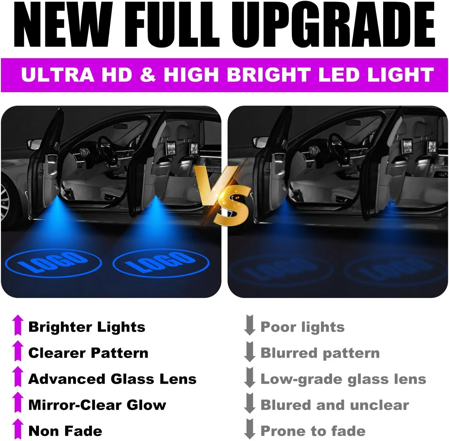 Car Door Logo Projector for CT6 XTS ATS XT4 XT5 XT6 ATS SRX Easy to Install Car Door Lights Super Performance LED Welcome Puddle Light Auto Accesories (for CAA-DII-lla, 4)