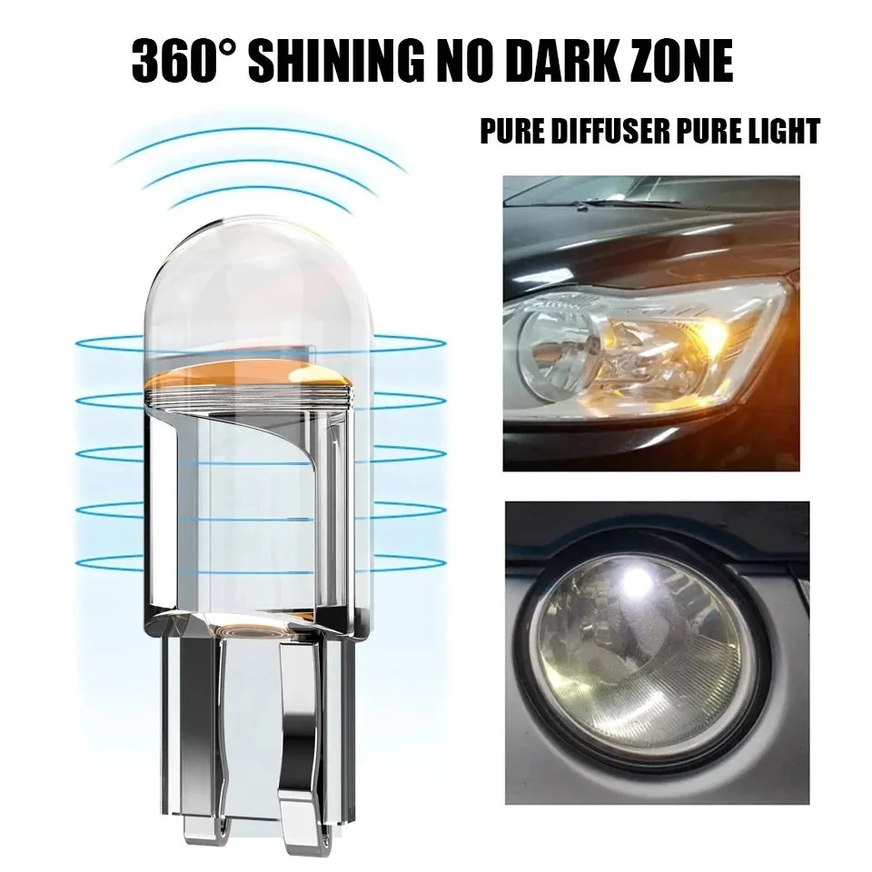 Car LED T10 W5W Canbus COB Bulb - 6000K White, 400 Lumens, for Reading, Dome, Marker, License Plate, 12V, Available in Multiple Colors