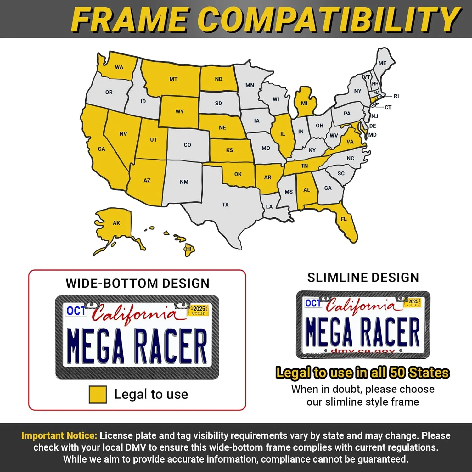 Carbon Fiber License Plate Frames 2 Pack | License Plate Holder for Truck Car Tag Frame | Cool Metal Black Licence Plate Frame Men | Marco Porta Placas Para Auto De Carro | Front Rear Thin Slim 2 Hole