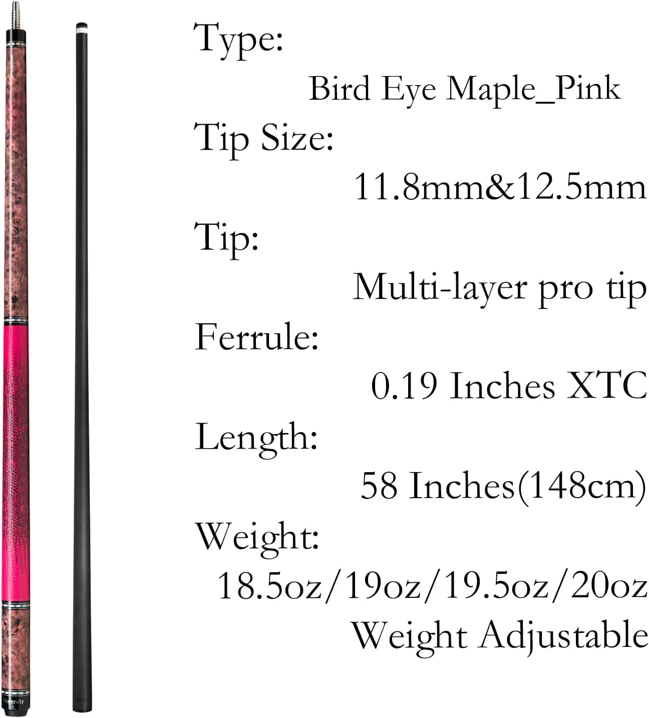 Carbon Fiber Pool Cue,11.8mm/12.5mm Low Deflection Cue Stick,Professional Pool Stick with Case