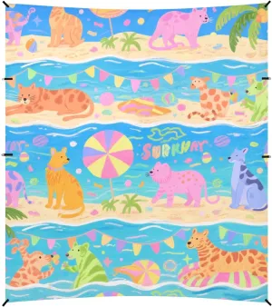 Cartoon Cute Colorful Animal Party Foldable Beach Cabana UPF50 Easy Setup Large Sun Shade with Sand Shovel, Sandbags for Camping, Picnics, Backyard & Fishing