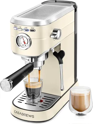 CASABREWS CM5418 Espresso Machine 20 Bar, Espresso Maker with Milk Frother Steam Wand, Stainless Steel Espresso Coffee Machine with 34oz Removable Water Tank, Creamy