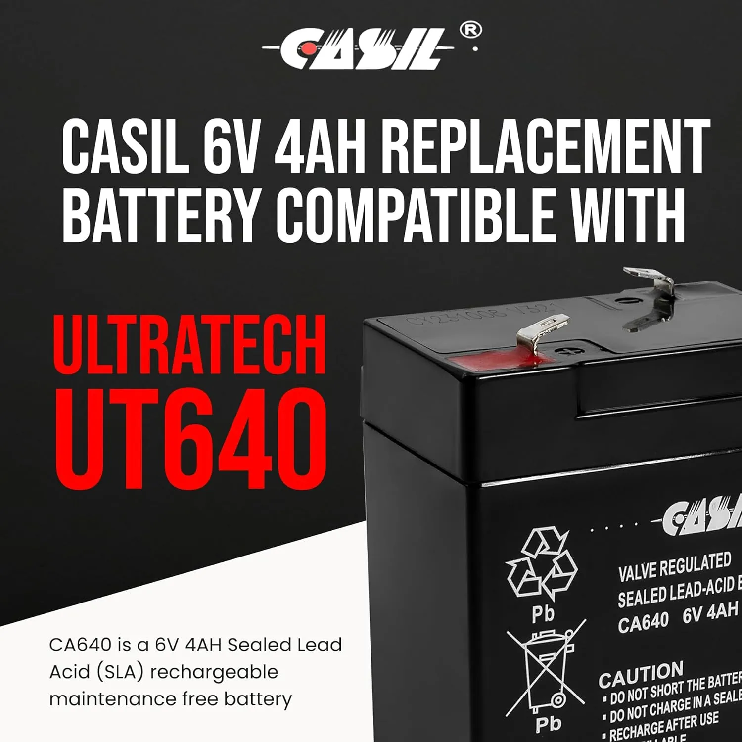 Casil 6V Battery Compatible with Power Wheels and Moultrie Feeder 6 Volt Rechargeable Batteries for Ride On Toys, 6V4.5AH/20HR Emergency Light, 3FM4.5 6V4AH Deer Feeder