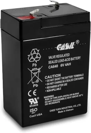 Casil CA640 6V 4Ah Compatible with Lithonia Lighting Replacement Parts - ELB06042 Battery for Battery Emergency Light, ELB 06042 Emergency Replacement Battery, Commercial Light Fixtures Power Solution