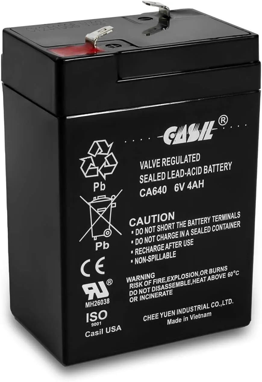 Casil CA640 6V 4Ah Compatible with Lithonia Lighting Replacement Parts - ELB06042 Battery for Battery Emergency Light, ELB 06042 Emergency Replacement Battery, Commercial Light Fixtures Power Solution