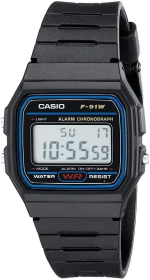 Casio F91W Digital Sports Watch, Black, 1 Count (Pack of 1), Strap
