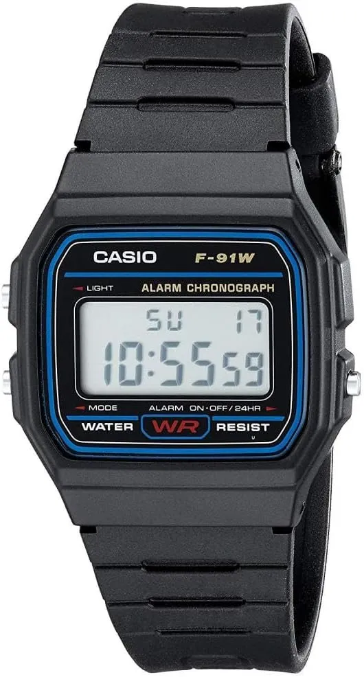 Casio F91W Digital Sports Watch, Black, 1 Count (Pack of 1), Strap