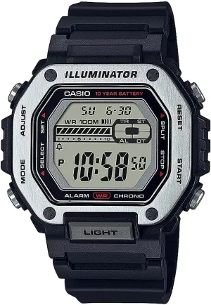 Casio LED Illuminator Dual-Time 1/100-Second Stopwatch w/ 5 Multi-Function Alarms MWD-110H-1AV