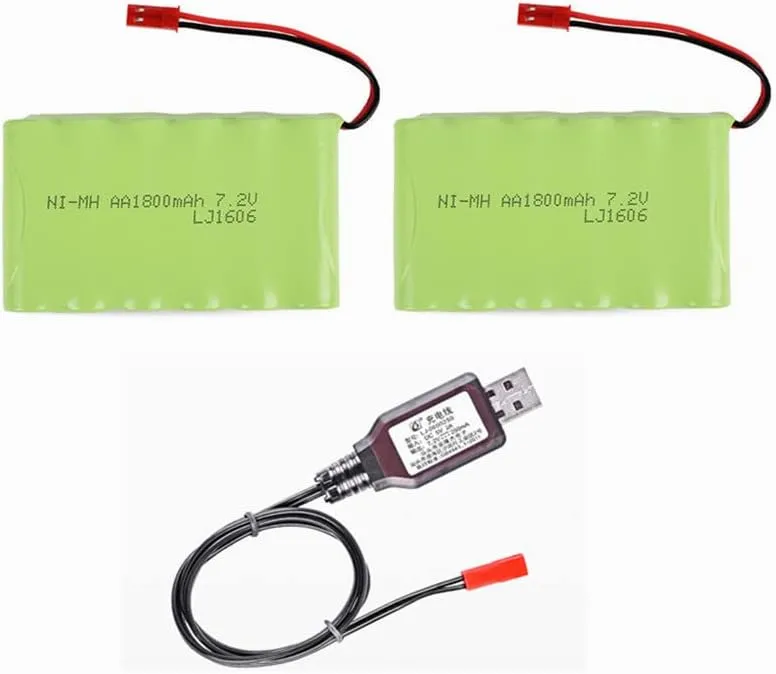 CBB 7.2V 1800mAh Battery Pack with JST Plug AA NiMH Rechargeable Battery for RC Excavator RC Toys