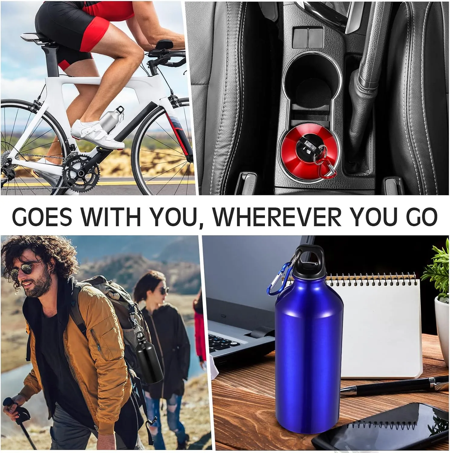 CHENGU 10 Pcs Aluminum Water Bottle 20 oz Reusable Bottles Lightweight Leak Proof Aluminum Sports Travel Bottles with Twist Cap Buckle for Gym, Hiking, Cycling, Camping, Fishing