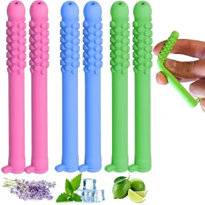 Chewable Breather Quit Smoking Stick for Quit Support and Oral Fixation Essential Oil Breath Aid for Stress Relief and Focus Nicotine-Free Silicone Chewy for Habit Replacement (6 Pcs)