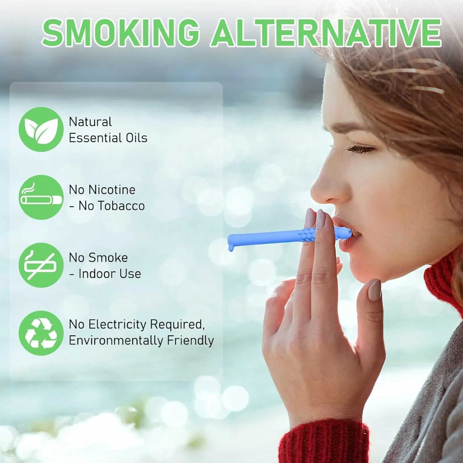 Chewable Breather Quit Smoking Stick for Quit Support and Oral Fixation Essential Oil Breath Aid for Stress Relief and Focus Nicotine-Free Silicone Chewy for Habit Replacement (6 Pcs)