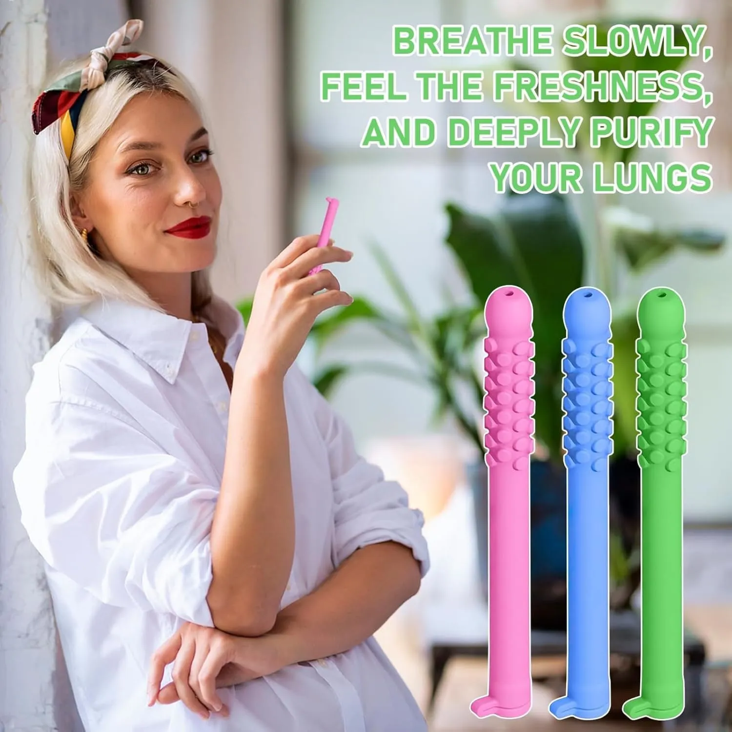 Chewable Breather Quit Smoking Stick for Quit Support and Oral Fixation Essential Oil Breath Aid for Stress Relief and Focus Nicotine-Free Silicone Chewy for Habit Replacement (6 Pcs)