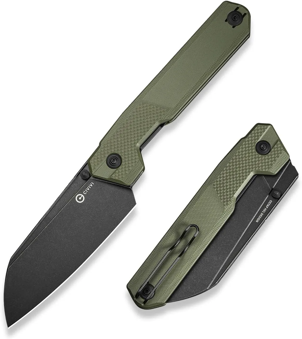 CIVIVI Hid Folding Pocket Knife, 4.14" Sharp 14C28N Blade G10 Handle Nested Liner Lock Kitchen Knife with Thumb Stud Opener, Ideal for Outdoor Use Camping Hiking and EDC C23008-2, OD Green