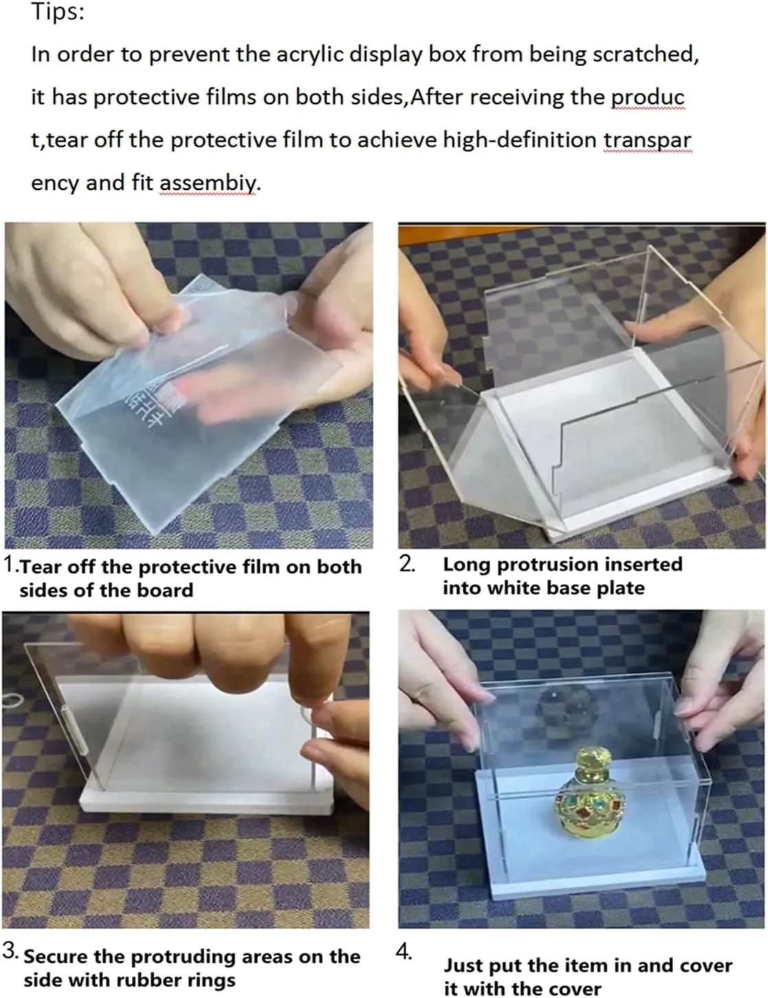 Clear Acrylic Display Case, Assemble Cube Display Box Stand with Black Base, Dustproof Protection Showcase for Collectibles Memorabilia Figurines (8*8*10inch;20*20*H25cm)
