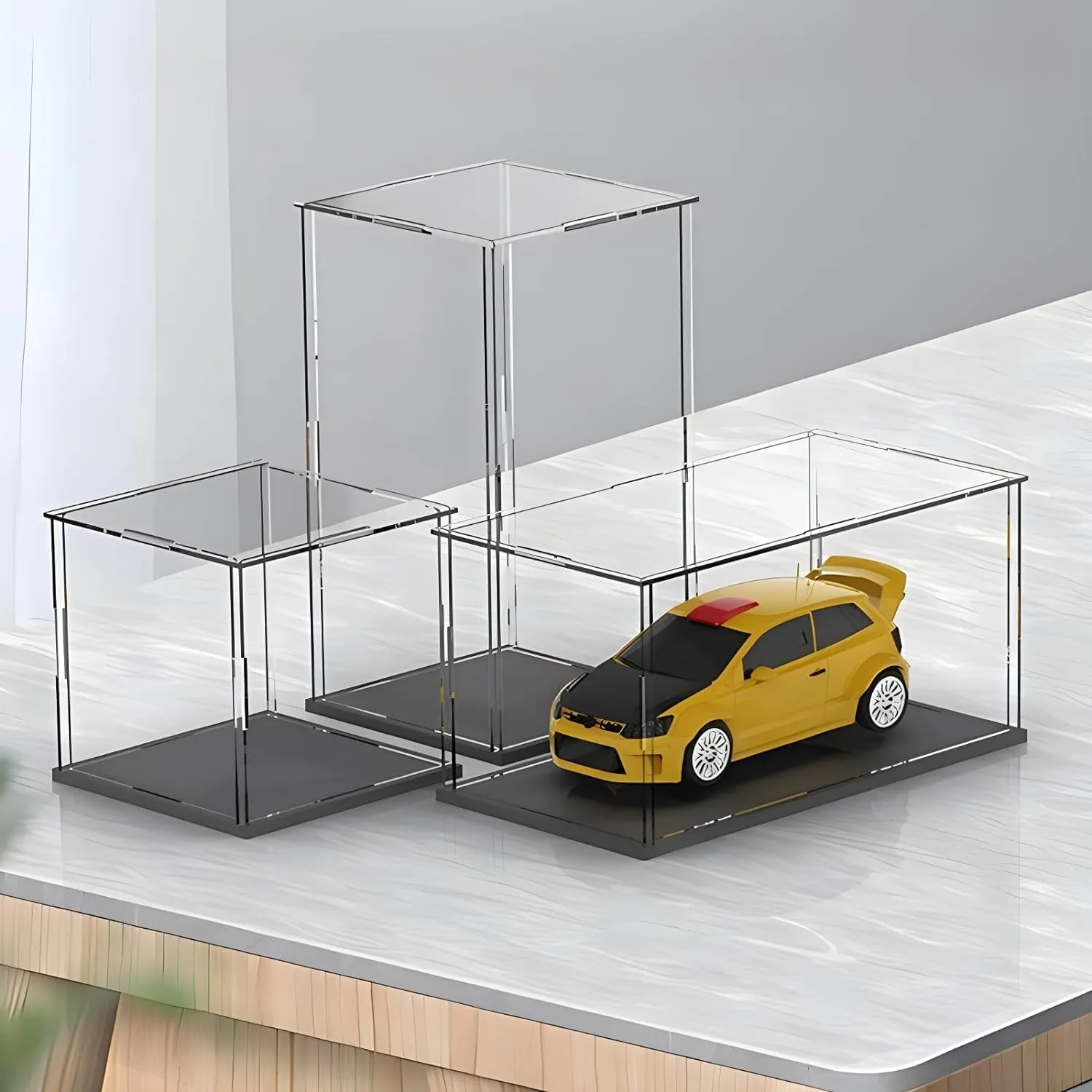 Clear Acrylic Display Case, Assemble Cube Display Box Stand with Black Base, Dustproof Protection Showcase for Collectibles Memorabilia Figurines (8*8*10inch;20*20*H25cm)