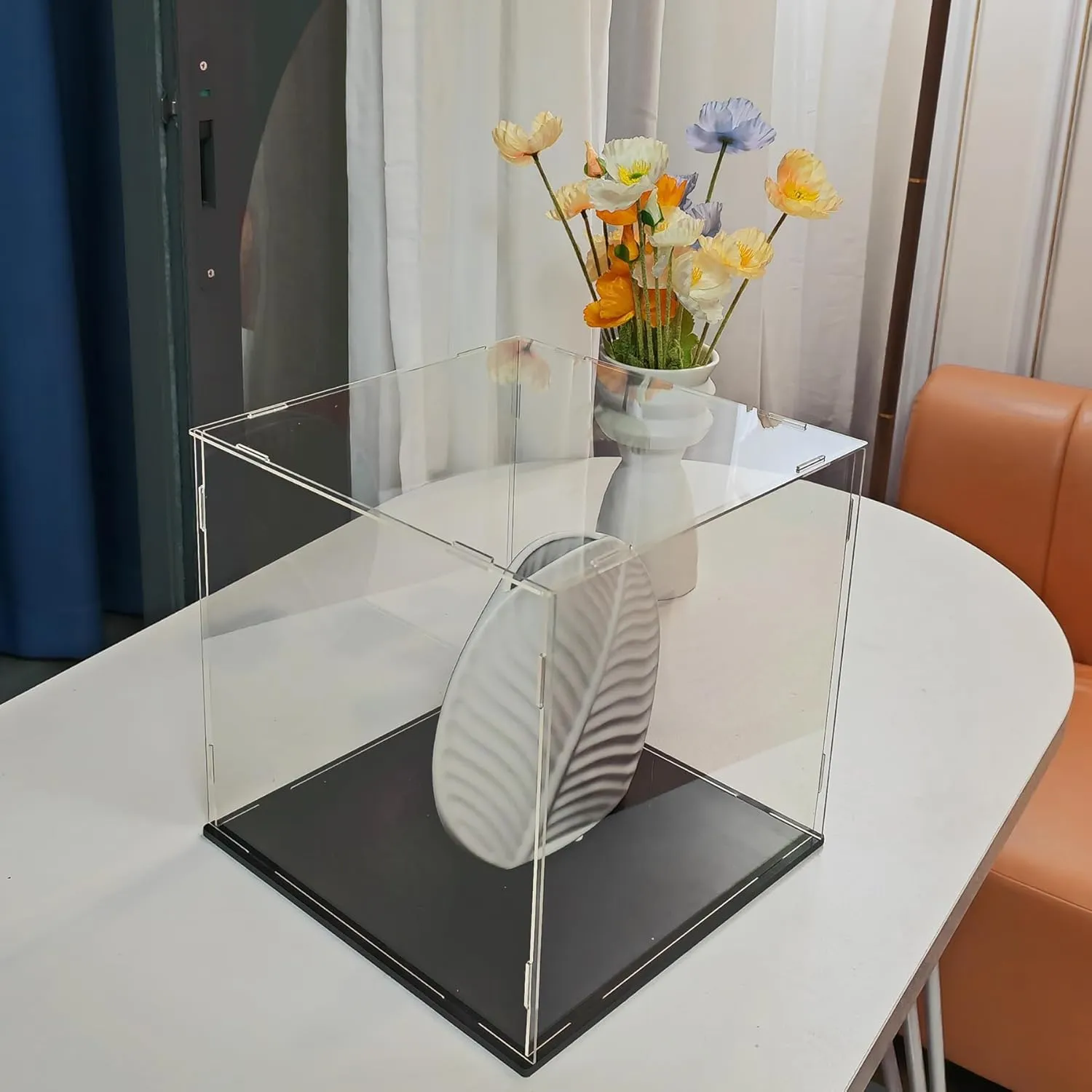 Clear Acrylic Display Case, Assemble Cube Display Box Stand with Black Base, Dustproof Protection Showcase for Collectibles Memorabilia Figurines (8*8*10inch;20*20*H25cm)