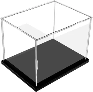 Clear Acrylic Display Case, Assemble Cube Display Box Stand with Black Base, Dustproof Protection Showcase for Collectibles Memorabilia Figurines (8*8*10inch;20*20*H25cm)