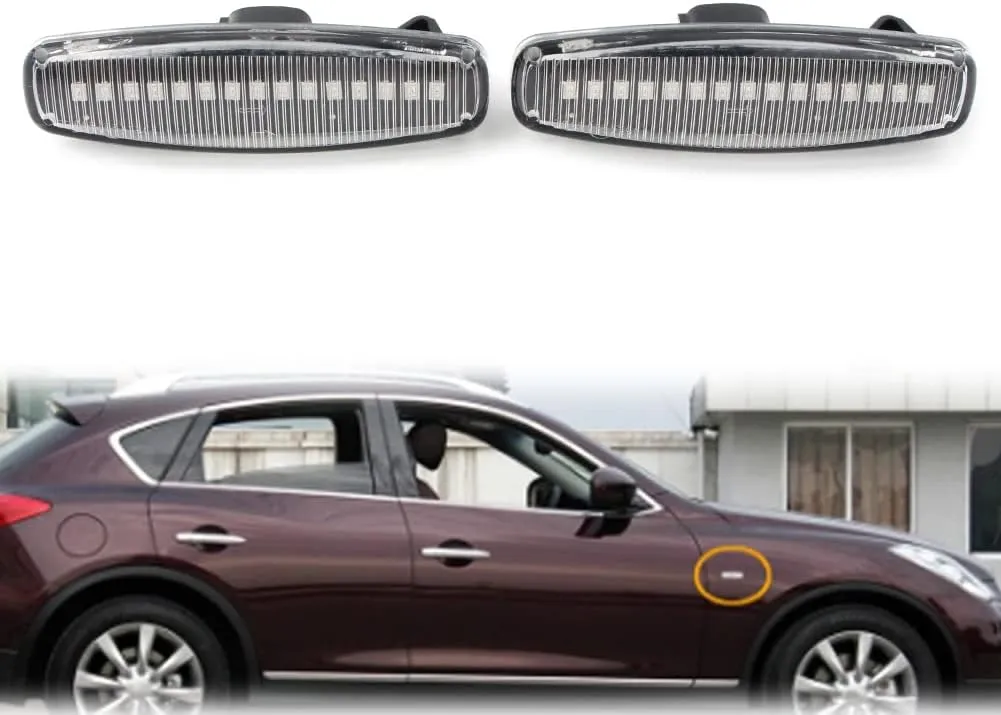 Cnnono8 Amber LED Dynamic Side Marker Turn Signal Light Amber Error Free Flowing Sequential Blinker Turn Signal Lamp Assembly For Infiniti EX25 M35 Q60 Q70 QX50