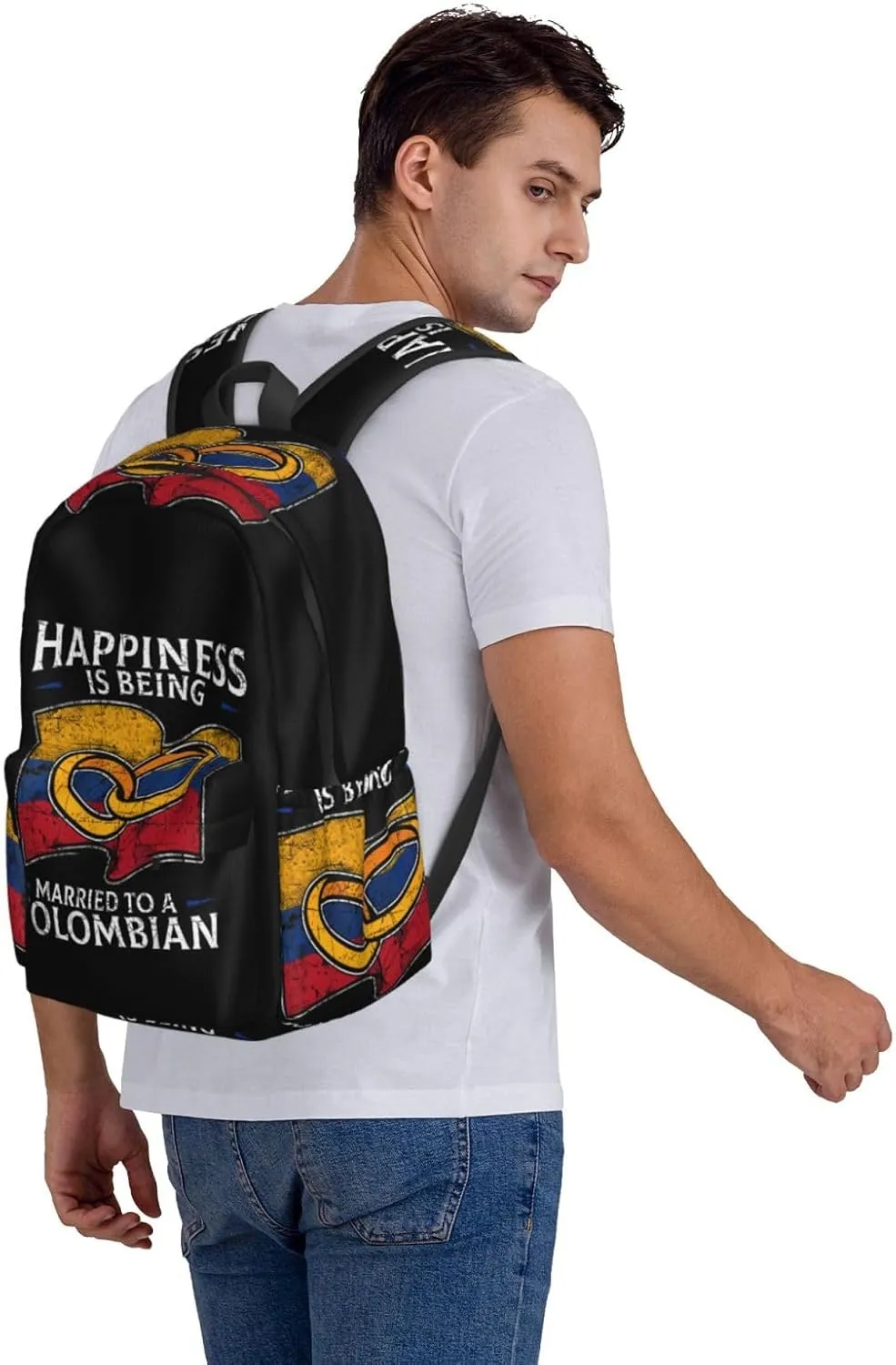 Colombia Marriage Colombian Married Flag Culture Backpack Large Capacity Backpack Lightweight Double Shoulder Bag For Women Men Travel