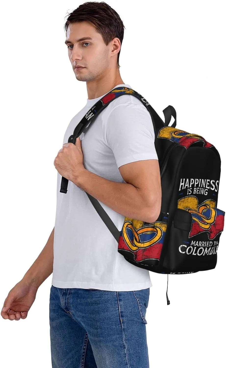 Colombia Marriage Colombian Married Flag Culture Backpack Large Capacity Backpack Lightweight Double Shoulder Bag For Women Men Travel