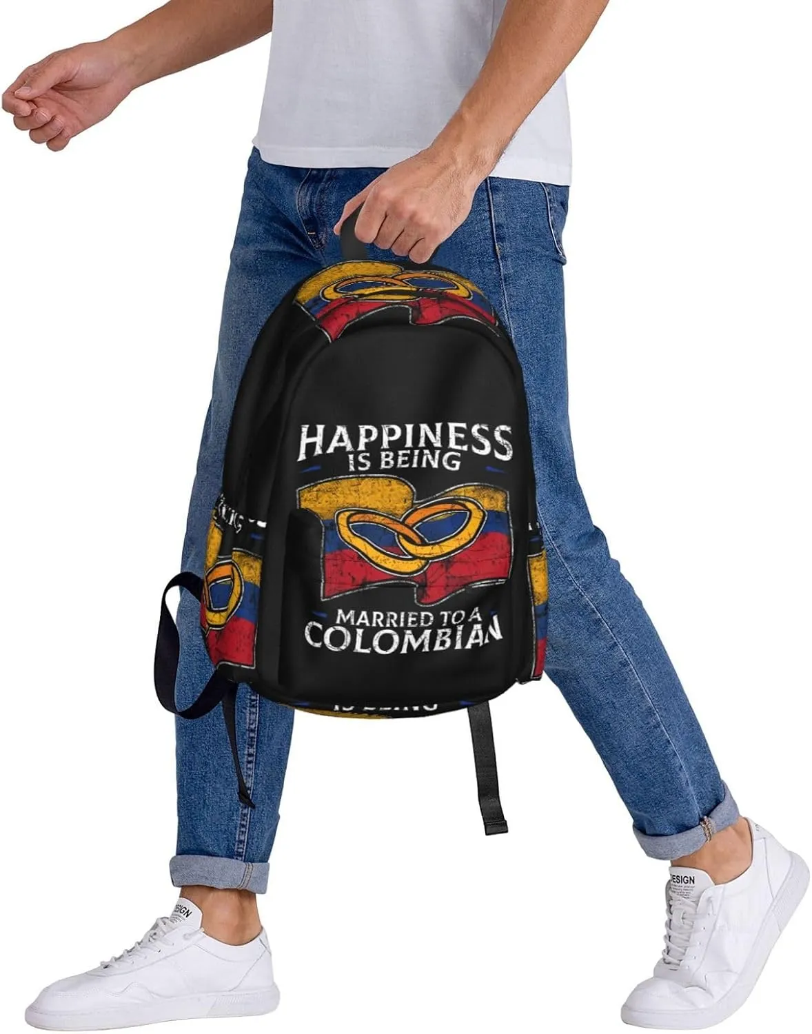 Colombia Marriage Colombian Married Flag Culture Backpack Large Capacity Backpack Lightweight Double Shoulder Bag For Women Men Travel