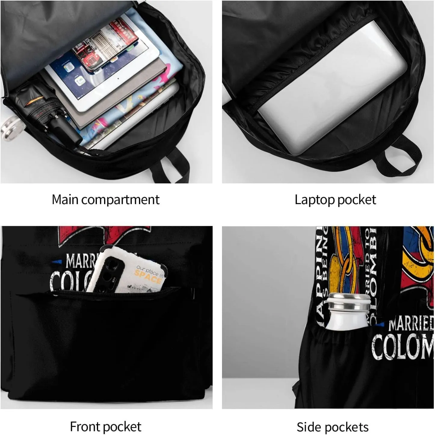 Colombia Marriage Colombian Married Flag Culture Backpack Large Capacity Backpack Lightweight Double Shoulder Bag For Women Men Travel