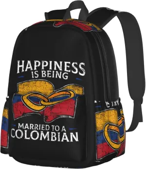 Colombia Marriage Colombian Married Flag Culture Backpack Large Capacity Backpack Lightweight Double Shoulder Bag For Women Men Travel