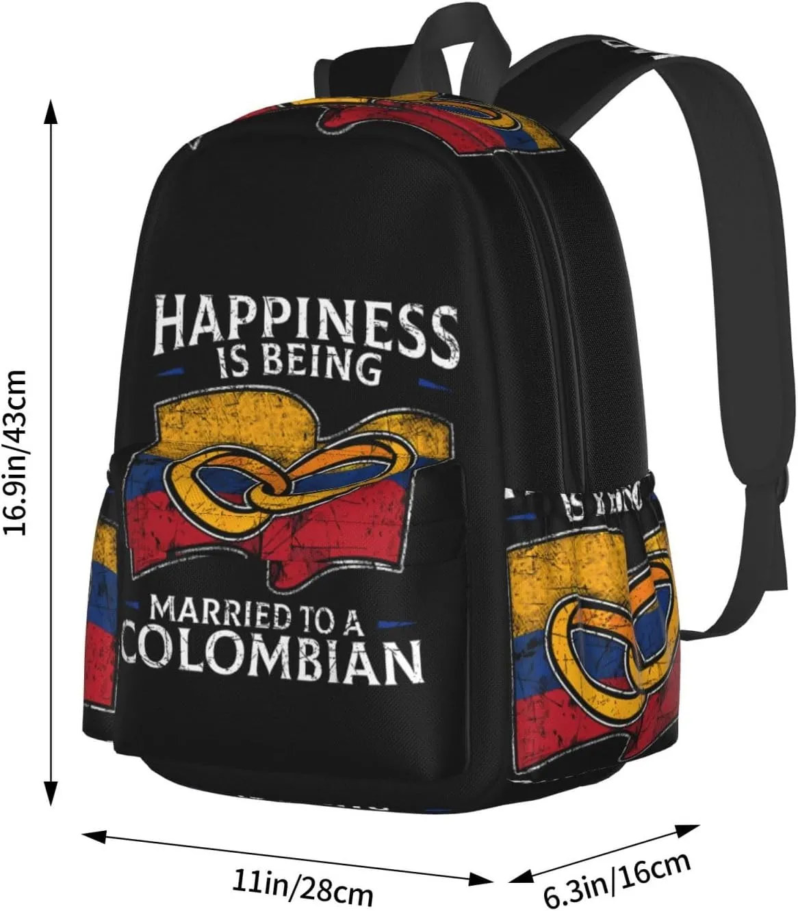 Colombia Marriage Colombian Married Flag Culture Backpack Large Capacity Backpack Lightweight Double Shoulder Bag For Women Men Travel