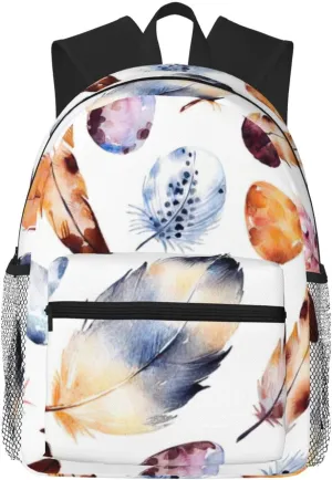 Colorful Peacock Feather Print Print Shoulder Bag, Lightweight Shoulder Bag, Travel Bag, Hiking Backpack, Cute Shoulder Bag
