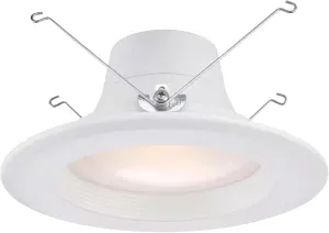 Commercial Electric 5 and 6 in. White Integrated LED Recessed Can Light Trim (Soft White) Dimmable T24